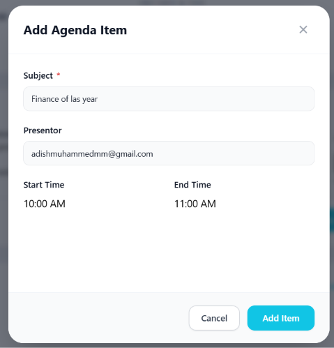 Agenda Items and Meeting Notes, Structured